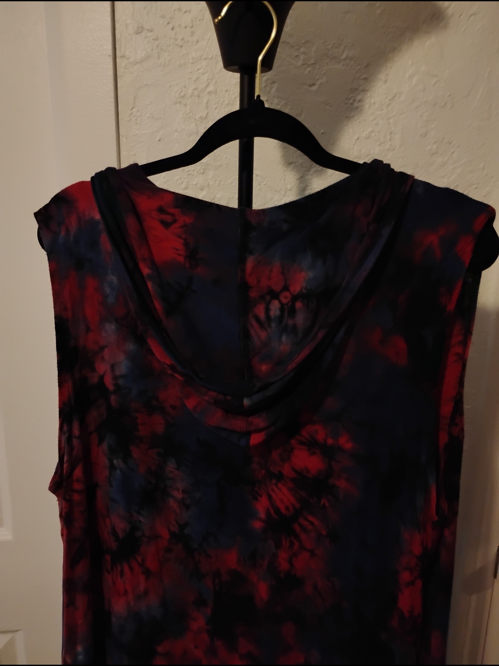 Coin 1804 3X Hooded Tie-Dye Duster Vest Sleeveless Open Front Plus Size Stretchy - Picture 5 of 6